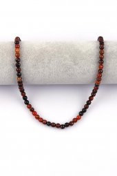 Koyu Kahverengi Akik Doğal Taş Dizi 6 mm Küre Kesim thumbnail 2