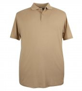 Büyük Beden Erkek Tişört Polo Yaka Düz Pike Bej 100 Pamuk - 1