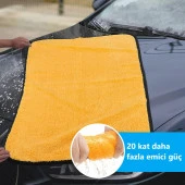 ALPARS Süper Emici Microfiber Araç Yıkama Ve Kurulama Bezi 40x70 Sarı - 5