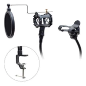 Powermaster KG-24 Metal Bir Telefon Bir Mikrofon Tutacağı Mikrofon Tutucu Youtuber Sunum İçin Tutacak - 3