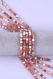 Beyaz Akik Doğal Taş Dizi 6 mm Fasetli Küre Kesim thumbnail 1