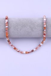 Beyaz Akik Doğal Taş Dizi 6 mm Fasetli Küre Kesim thumbnail 2