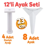 Kale Mobilya Ayağı 12'li Set Tv Ünitesi Konsol Koltuk Kanepe Destek 23 Cm Beyaz Ayakları thumbnail 1