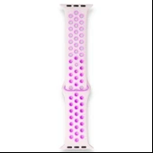 Apple Watch 38-40mm Silikon Kayış - Beyaz/Pembe thumbnail 1