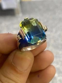 El Üretim Doğal Alexandrite Taş Otantik 925 Ayar Gümüş Yüzük thumbnail 6