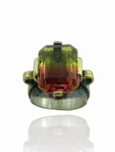 El Üretim Doğal Turmalin Taşlı Otantik 925 Ayar Gümüş Yüzük thumbnail 3