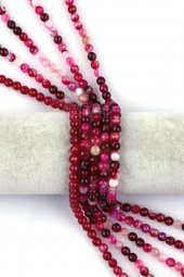 Pembe Akik Doğal Taş Dizi 6 mm Fasetli Küre Kesim thumbnail 1