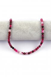 Pembe Akik Doğal Taş Dizi 6 mm Fasetli Küre Kesim thumbnail 2