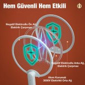 Coofbe Katlanabilir Usb Şarjlı 3 Katmanlı 3000V Voltaj UV Işıklı Raket Sivrisinek Kovucu Sinek Öldürücü - 3