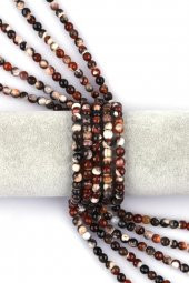 Koyu Kahverengi Akik Doğal Taş Dizi 6 mm Fasetli Küre Kesim thumbnail 1