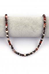 Koyu Kahverengi Akik Doğal Taş Dizi 6 mm Fasetli Küre Kesim thumbnail 2