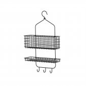 2 Katlı Banyo Duş Sepeti, MeridyenDukkan Siyah Renk 31x56 cm Metal Duş Rafı - 1