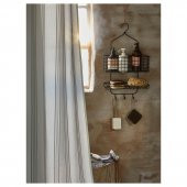 2 Katlı Banyo Duş Sepeti, MeridyenDukkan Siyah Renk 31x56 cm Metal Duş Rafı - 4