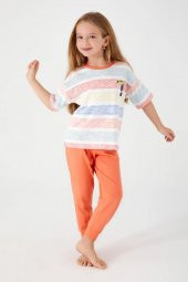 Rolypoly Kız Çocuk Kısa Kol Krem Pijama Takım 3097 - 1