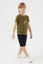 Bsm Erkek Çocuk Kısa Kol Haki Bermuda Pijama Takım 2564 - 2