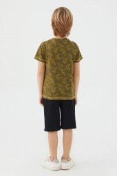 Bsm Erkek Çocuk Kısa Kol Haki Bermuda Pijama Takım 2564 - 3