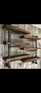 Dekoratif Duvara Borudan Raf 2li Set - 1