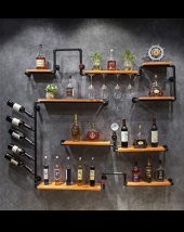 Dekoratif Duvara Borudan Raf 3 Parça - 1