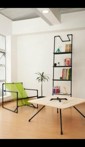 Dekoratif Borudan  Koltuk Raf ve Masa 3lü Set - 1