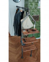 Dekoratif Duvara Borudan Raf ve Askılık - 1