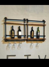 Dekoratif Duvara Borudan Raf 2 Adet - 1