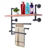 Dekoratif Duvara Borudan Raf ve Askılık - 1