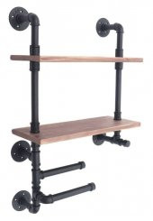 Dekoratif Duvara Borudan Raf ve Askılık - 2