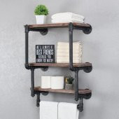 Dekoratif Duvara Borudan Raf ve Askılık - 2