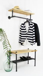 Dekoratif Borudan Sehpa ve Raf 2li Set - 1