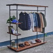 Dekoratif Borudan Raf ve Askılık 100 cm - 1