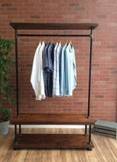 Dekoratif Borudan Raf ve Askılık 75 cm - 1