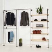Dekoratif Borudan Raf ve Askılık 150 cm - 1