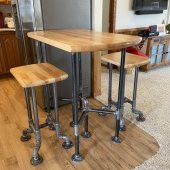 Dekoratif Borudan Masa ve Tabure 3lü Set - 1