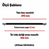 Mobilya Çekmece Mutfak Dolap Kapak Kulpu Kulbu 256 mm Mat Siyah Krom Metal Kulp thumbnail 2