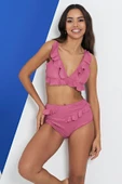 Ruko Maio 2332-2 Kadın Fırfırlı Omuzdan Askılı Yüksek Bel Kemerli Bikini thumbnail 1