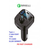 Bluetooth Araç Kiti Pd 3,0 Hızlı Araç Şarjı Mp3 Player Fm Transmitter - 1