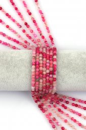 Pembe Akik Doğal Taş Dizi 4 mm Fasetli Küre Kesim thumbnail 1