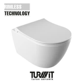 Turavit Rondo Beyaz Kanalsız Asma Klozet RND5512, Nkp Grande Yavaş Kapak thumbnail 10