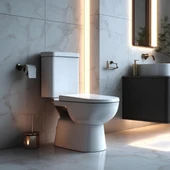 Turavit Alize Beyaz Kanallı Alttan Çıkışlı Klozet Takımı ALZ6003, Nkp İnci Yavaş Kapak thumbnail 1