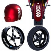 Moto Rider 4lü Sticker Seti Reflektif Gri İç Dış Jant Şeridi Kask ve Çamurluk Çınar Extreme - 1