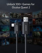Anker 712 USB-A to USB-C 5 Metre Fiber Optik Şarj/Data Kablosu - Oculus Quest 2 ve 10 Gbps Destekli - Siyah - Y2111 - 2