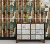 Renkli Duvarlar 70x70cm(0,49m2)Ofis Dükkan Mağaza Kendinden Yapışkanlı Mavi Ahşap Desen Duvar Kağıdı Paneli NW140 - 2