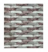 Renkli Duvarlar 70x77cm(0,53m2)Ofis Dükkan Mağaza Kendinden Yapışkanlı Bordo Gri Taş Desen Duvar Kağıdı Paneli NW139 - 1