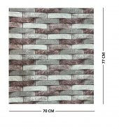 Renkli Duvarlar 70x77cm(0,53m2)Ofis Dükkan Mağaza Kendinden Yapışkanlı Bordo Gri Taş Desen Duvar Kağıdı Paneli NW139 - 2