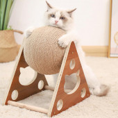 TİNEKE Ahşap Ipli Kedi Oyuncagi Topu Kedi Tırmalaması - 1