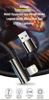 Baseus Super Şarj 1Mt Led Işıklı L Tip İphone Oyuncu Şarj Kablosu İphone 11 12 13 14 Pro Max Şarj Kablosu - 5