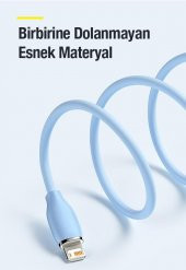 Baseus Super Şarj Şarj Akım Korumalı 1.2MT USB to iPhone Şarj Kablo İphone 11 12 13 14 Pro Max Şarj - 3