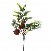 25cm Dal Çiçek Toplu ve Elmalı Yılbaşı Çiçeği 1 Adet - 1