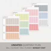 Tarihsiz Üç Aylık Duvar Takvimi, Üç Aylık Planlayıcı, Yıllık Duvar Planlayıcı, Boho Color - 70x100 cm thumbnail 1