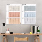 Tarihsiz Üç Aylık Duvar Takvimi, Üç Aylık Planlayıcı, Yıllık Duvar Planlayıcı, Boho Color - 70x100 cm thumbnail 3